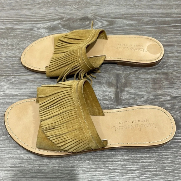 Niccolo Vacari Leather Fringe Slip On Slide Sandal Made in Italy 8 - Picture 4 of 14